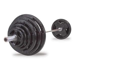 Body-Solid 300 lb Rubber Grip Olympic Plate Set with Bar