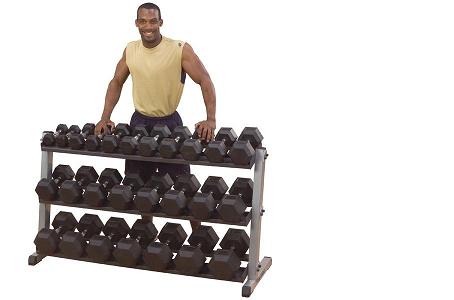 Body-Solid 5-50 lb Rubber Hex Dumbbell Set