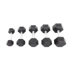 TKO 5-50lb Rubber Hex Dumbbell Set, Contour