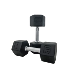 TKO 5-50lb Rubber Hex Dumbbell Set, Straight
