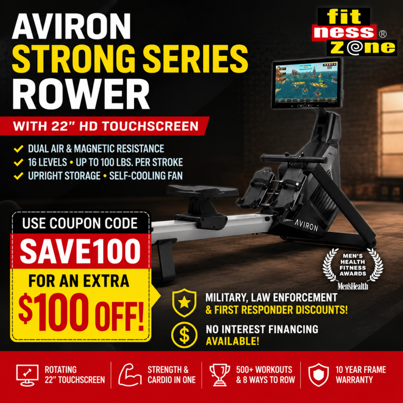 Aviron Strong Series Rower with 22" HD Touchscreen