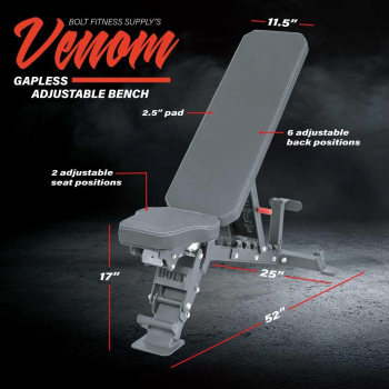 Bolt Fitness Venom Gapless Adjustable Bench