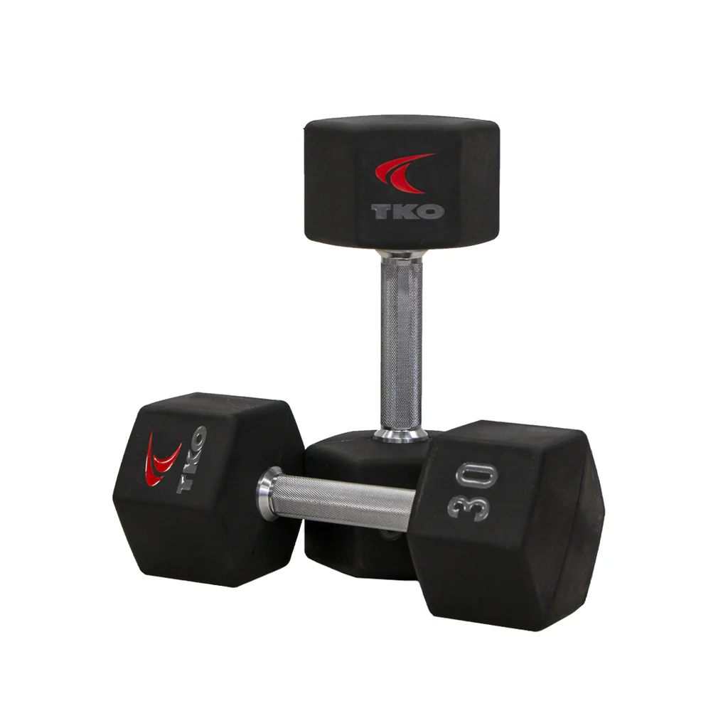 TKO 5-50lb Urethane Hex Dumbbell Set, Tri-Grip