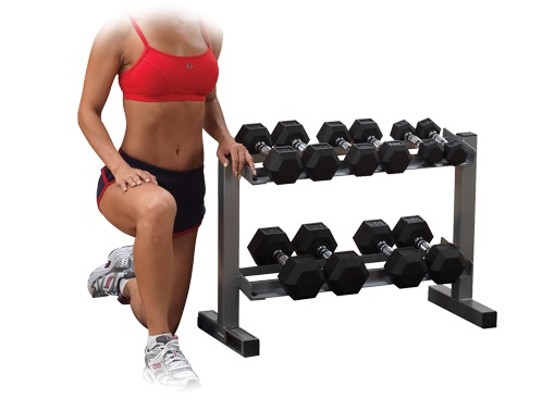 Body-Solid 5-50 lb Rubber Hex Dumbbell Set