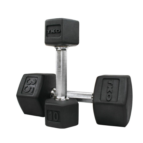 TKO Rubber Hex Dumbbell Set 5-50lb