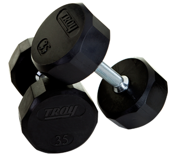 Troy 12 Sided Rubber Encased Dumbbells 3-25lb Set TSD-003-025R